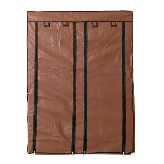 Scarpiera Tessuto per Scarpe con 2 Ante con Cerniera 125x92x28,5cm, 28 paia. Marrone