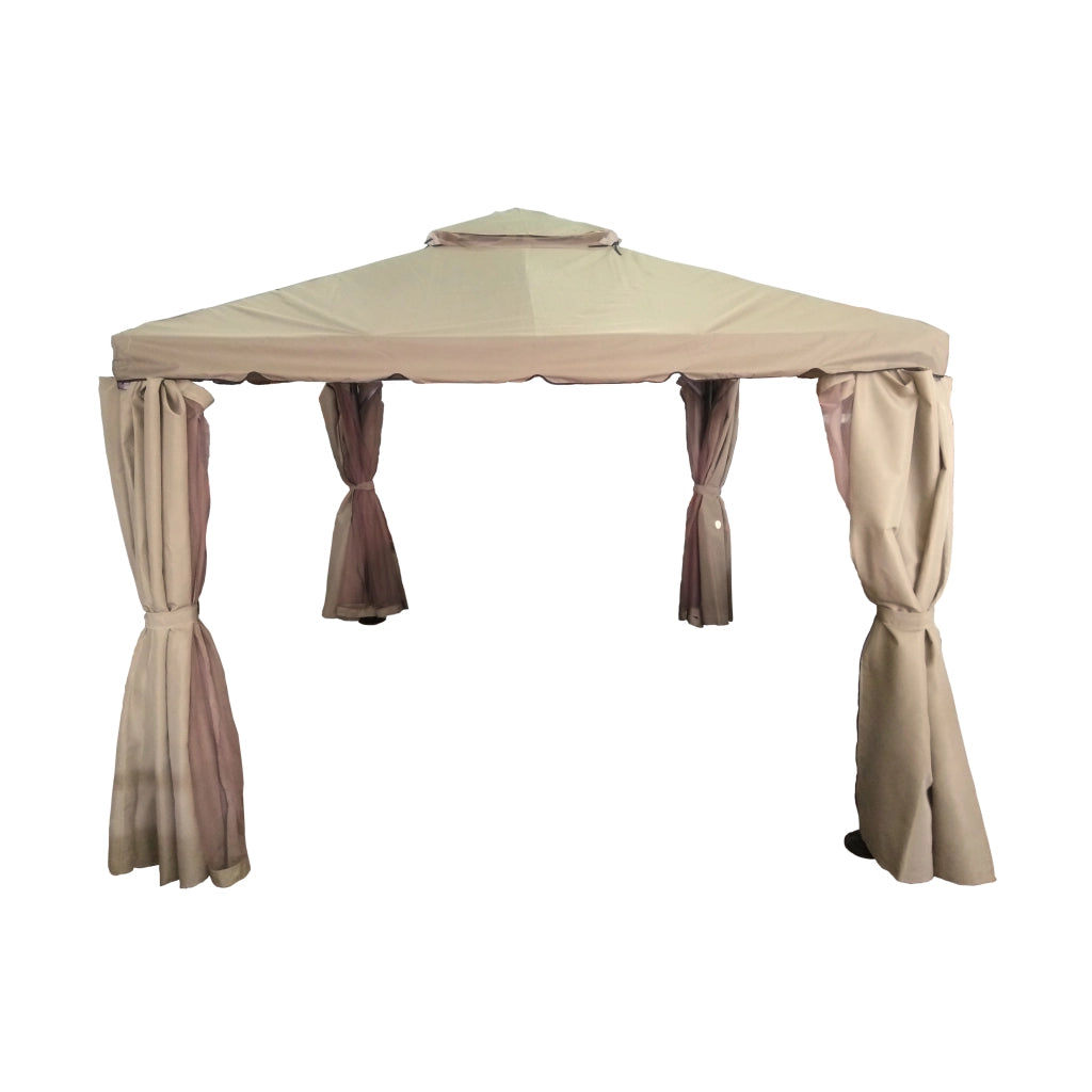 GAZEBO IPPOCRATE 3X3M KHAKI CON STRUTTURA CAFFE'