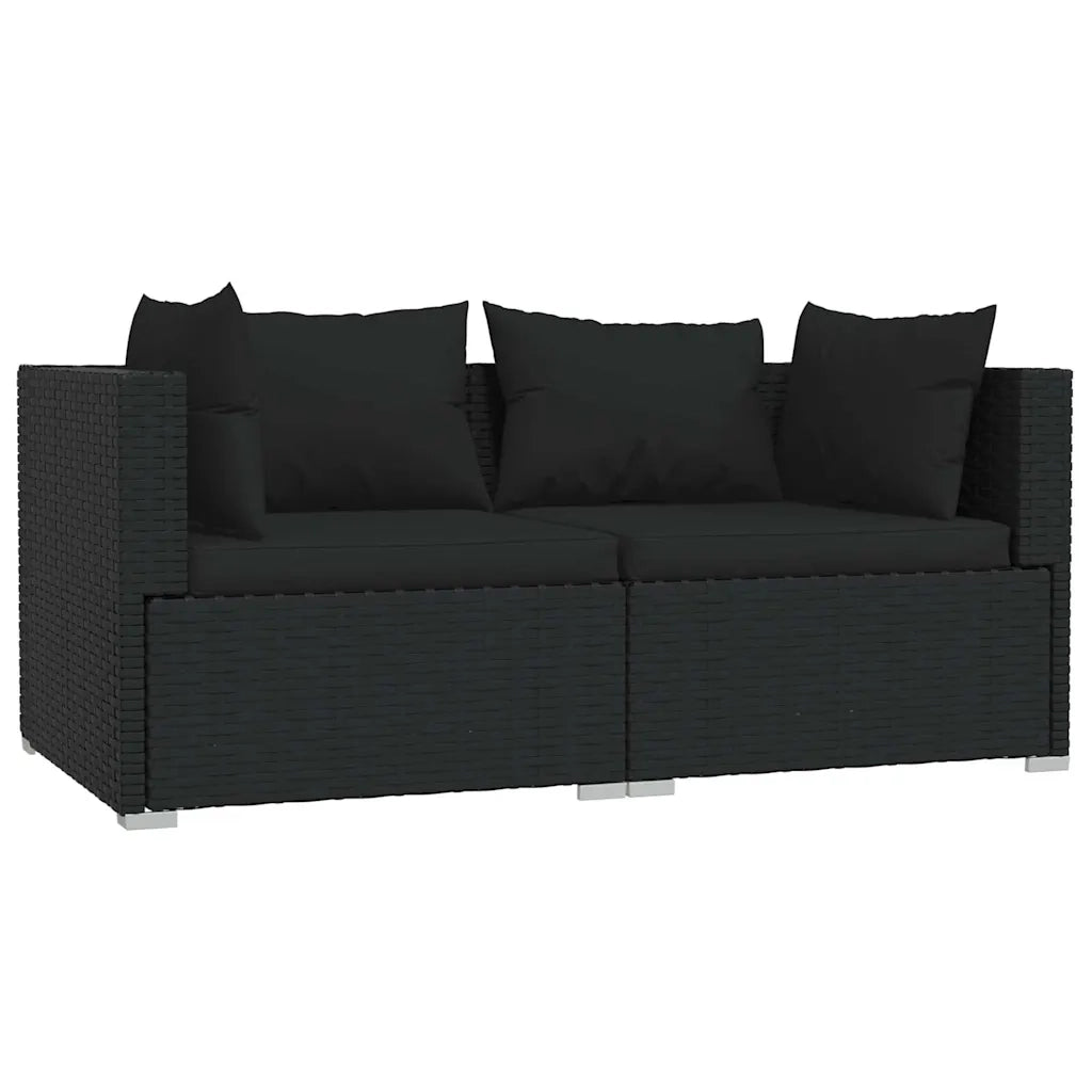 Salotto da Giardino-Set Divani da Giardino 3 pz con Cuscini in Polyrattan Nero 414544