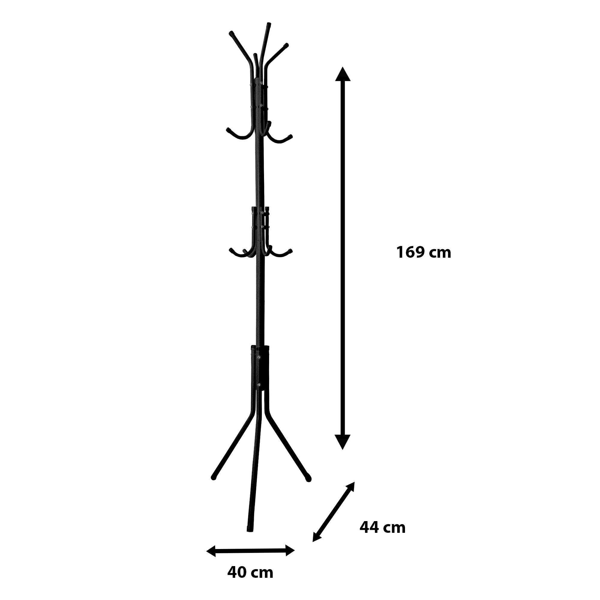 Appendiabiti da terra in metallo Nyana Home con 11 ganci per appendere nero