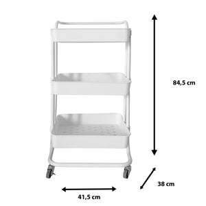 Carrello Portaoggetti in Metallo con Ruote Bianco