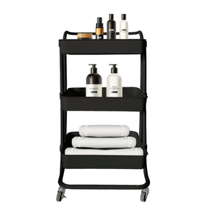 Carrello portaoggetti in metallo con ruote nero