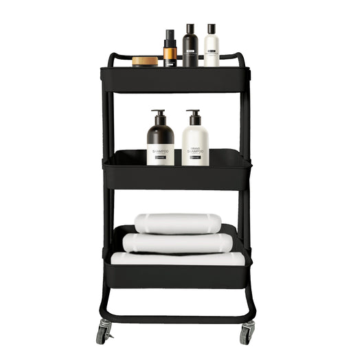 Carrello portaoggetti in metallo con ruote nero