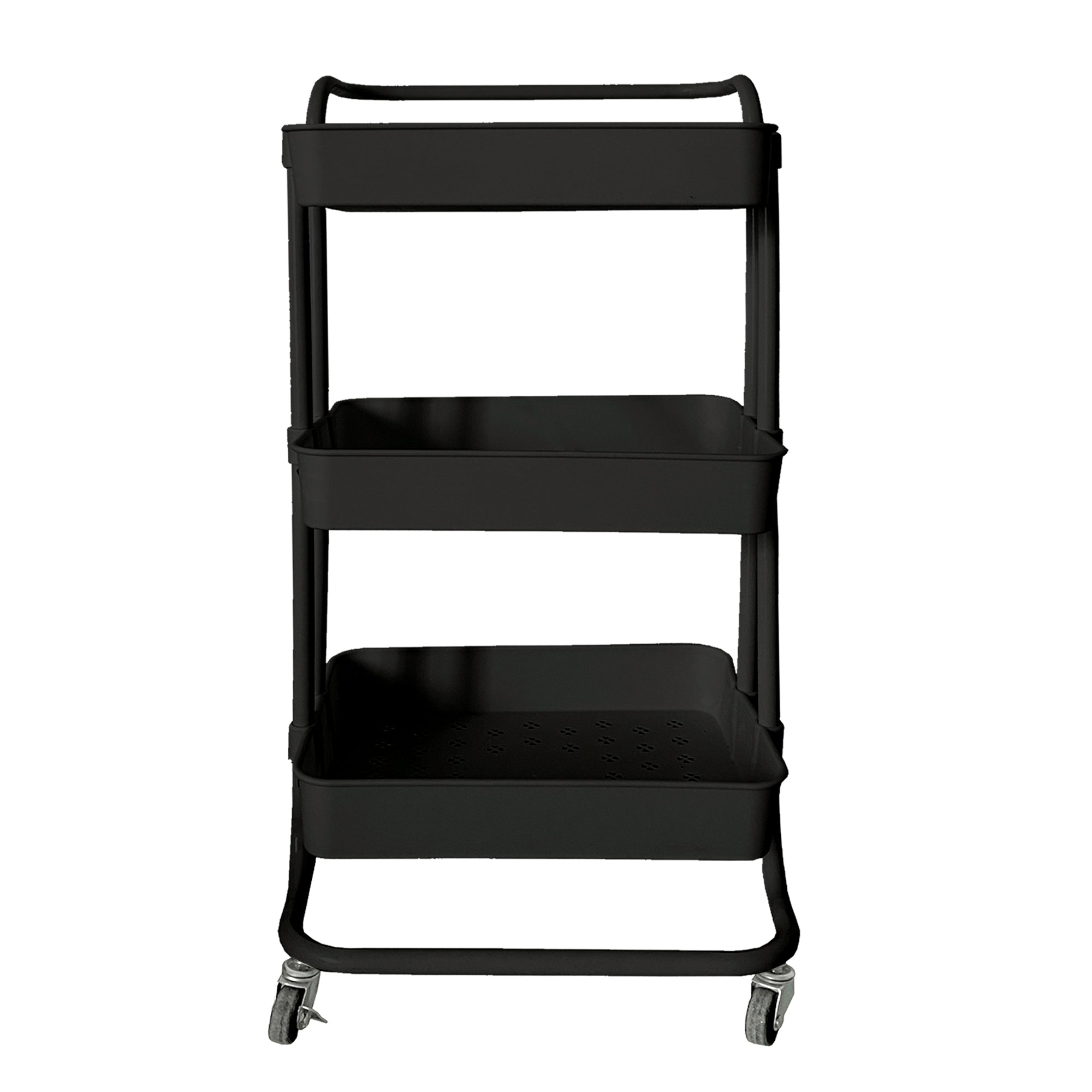 Carrello portaoggetti in metallo con ruote nero