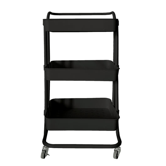 Carrello portaoggetti in metallo con ruote nero