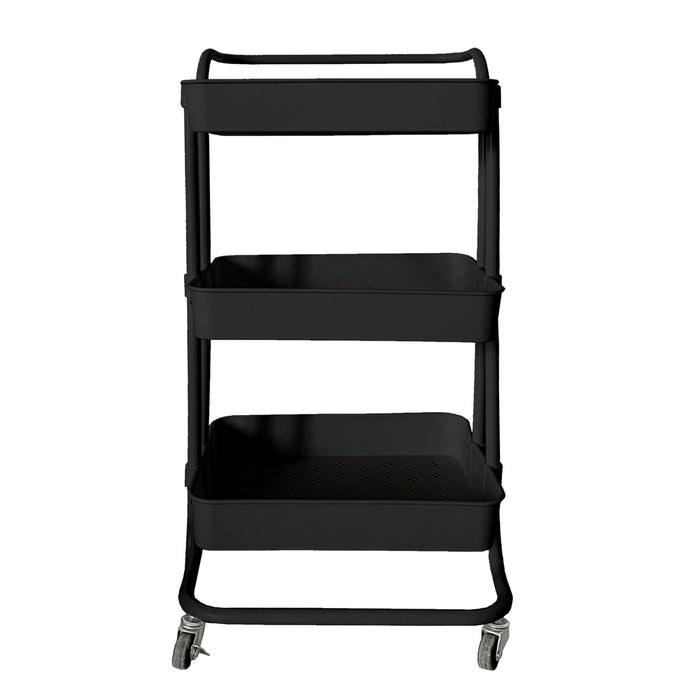 Carrello portaoggetti in metallo con ruote nero
