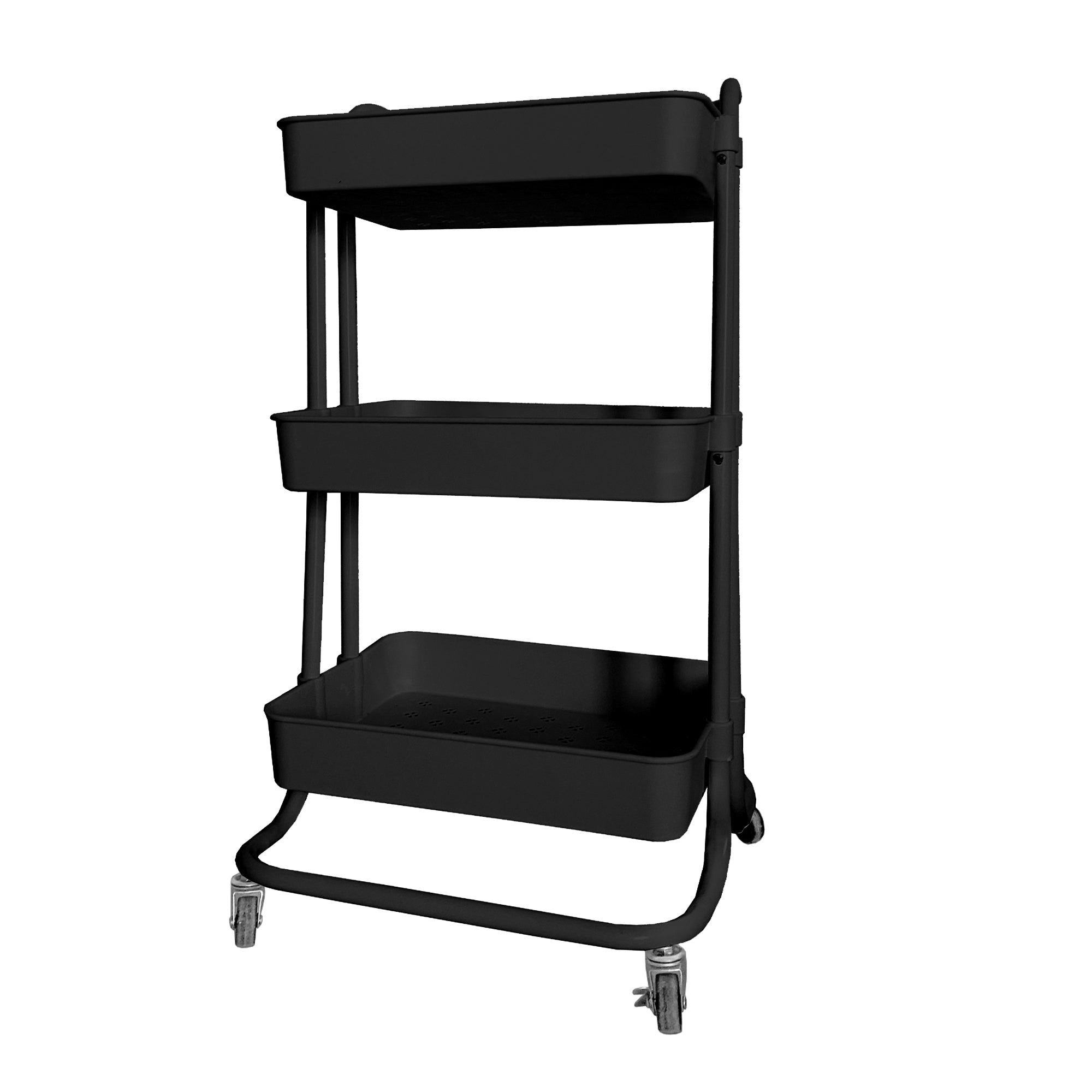 Carrello portaoggetti in metallo con ruote nero