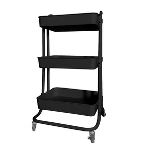 Carrello portaoggetti in metallo con ruote nero