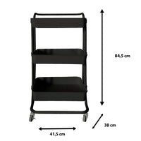 Carrello portaoggetti in metallo con ruote nero