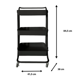 Carrello portaoggetti in metallo con ruote nero