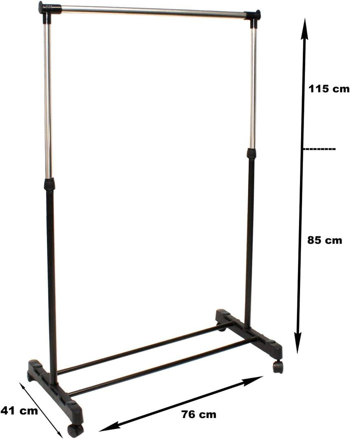 Appendiabiti Donkey Basic in metallo con ruote Nyana Home 92x75x42cm allungabile a 155cm