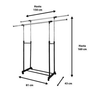 Appendiabiti Donkey Advnced in metallo con ruote Nyana Home 92x75x42cm allungabile a 155cm