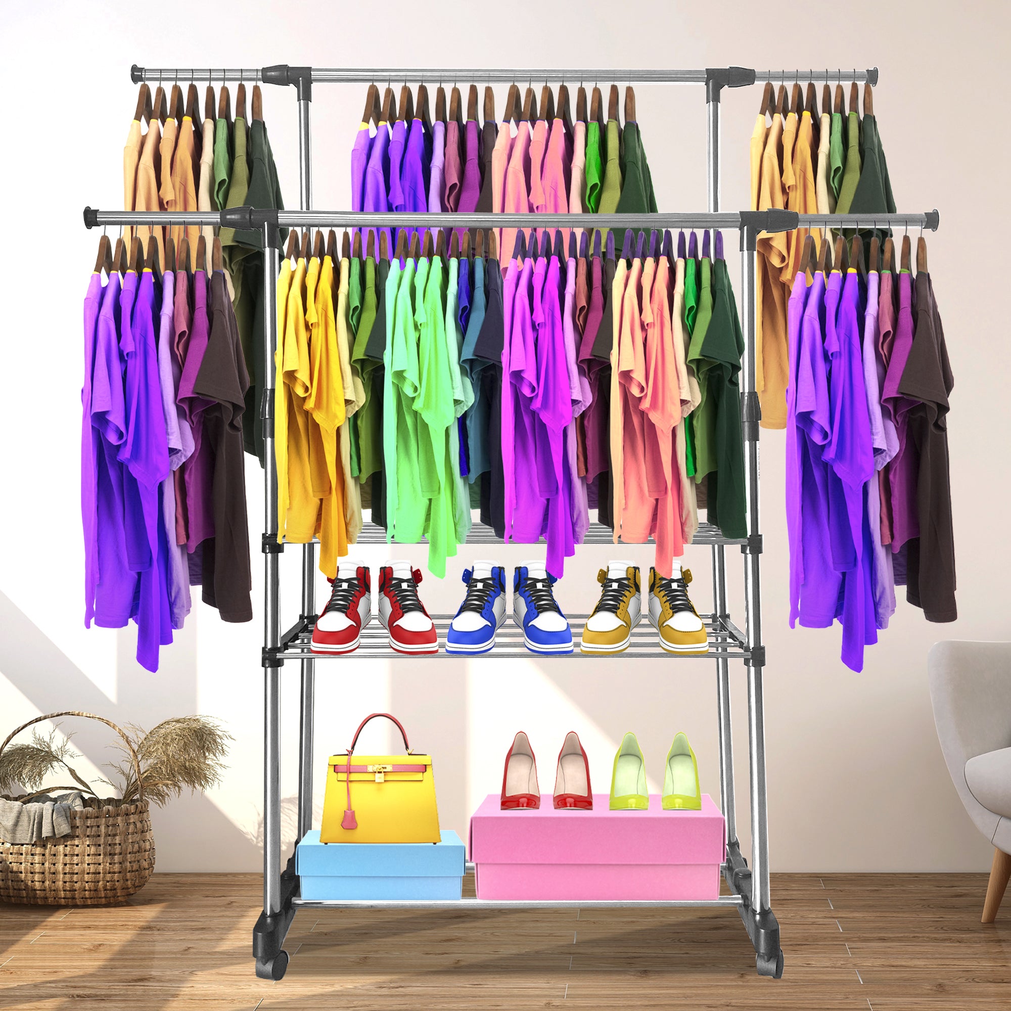 Donkey Appendiabiti Maxi in metallo con ruote Nyana Home 155x79x42 cm Organizzazione e appendiabiti 2 Altezze