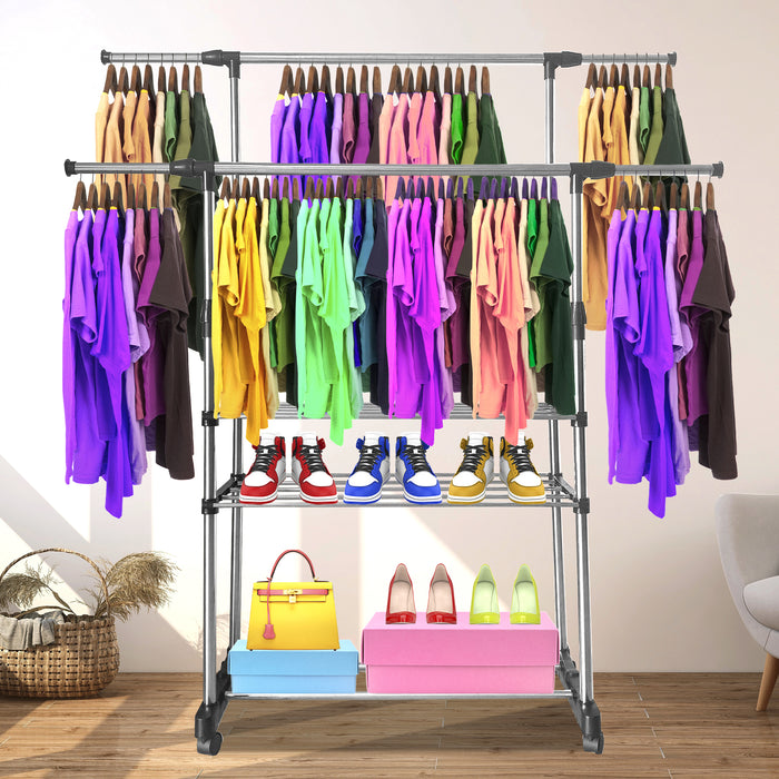 Donkey Appendiabiti Maxi in metallo con ruote Nyana Home 155x79x42 cm Organizzazione e appendiabiti 2 Altezze