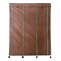 Armadio Spogliatoio in Tessuto con Ante con Cerniera e Ruote Nyana Home 170x125x45cm 6 vani, 3 ante, 2 armadi Marrone