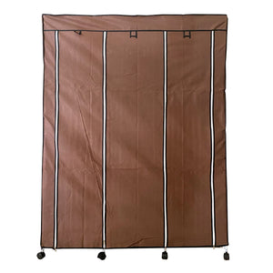 Armadio Spogliatoio in Tessuto con Ante con Cerniera e Ruote Nyana Home 170x125x45cm 6 vani, 3 ante, 2 armadi Marrone