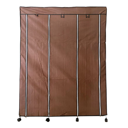 Armadio Spogliatoio in Tessuto con Ante con Cerniera e Ruote Nyana Home 170x125x45cm 6 vani, 3 ante, 2 armadi Marrone