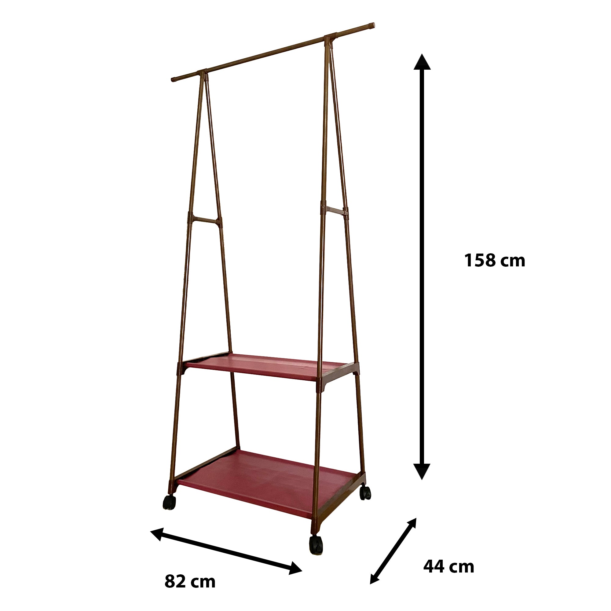 Appendiabiti Donkey Majestic Nyana Home 160x55x42 cm 2 ripiani, 1 barra superiore Marrone