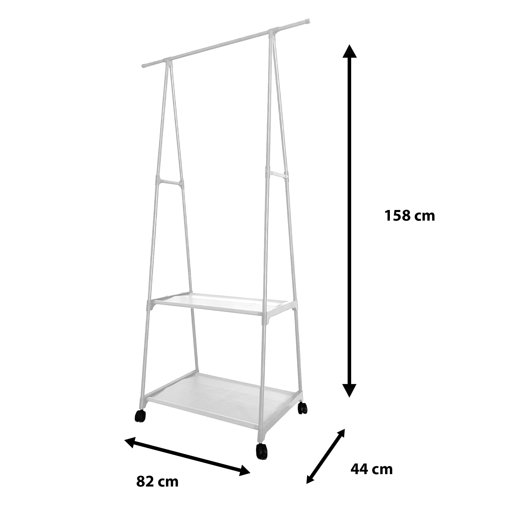 Appendiabiti Donkey Majestic Nyana Home 160x55x42 cm 2 ripiani, 1 barra superiore Bianco