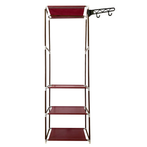 Armadio spogliatoio statico Nyana Home 170x55x35 cm 3 ripiani 1 barra superiore 1 appendiabiti laterale Marrone