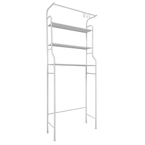 Mensola per WC da bagno 3 ripiani 1 appendiabiti superiore 166x65x25 cm Bianco