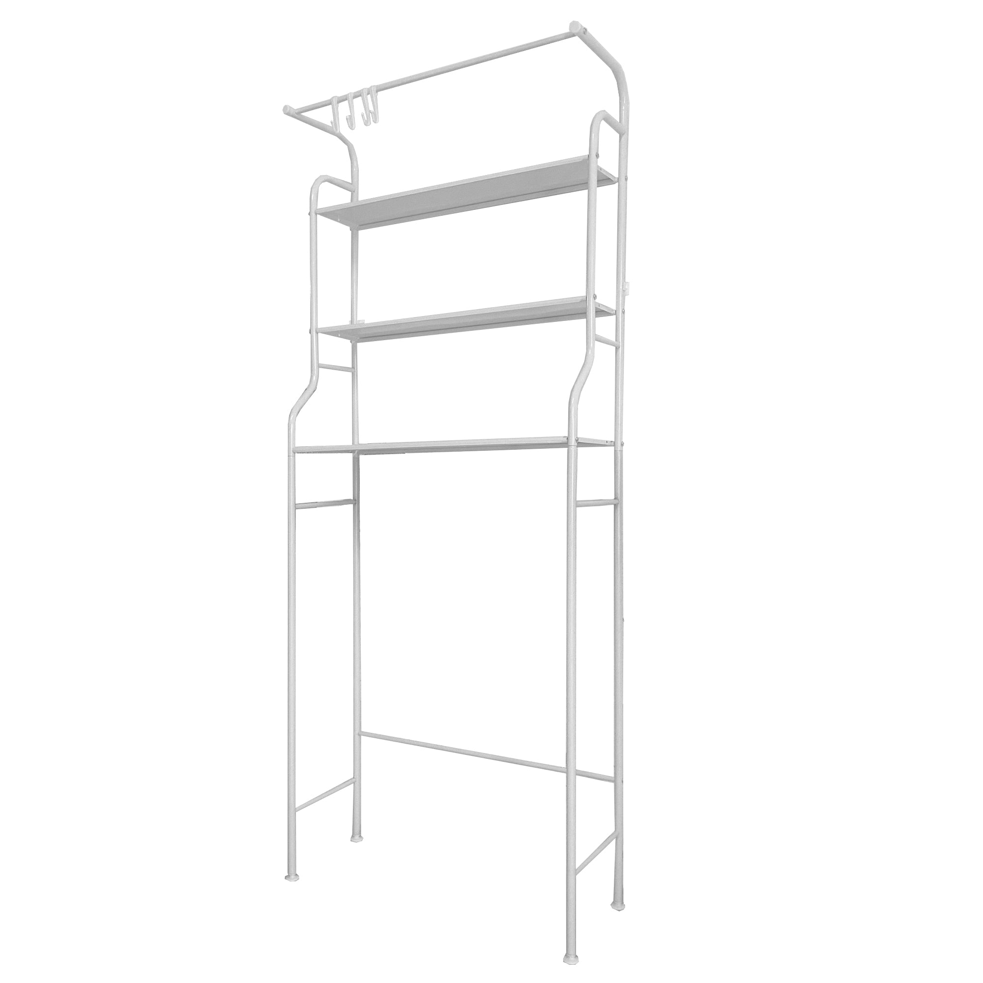 Mensola per WC da bagno 3 ripiani 1 appendiabiti superiore 166x65x25 cm Bianco