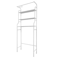 Mensola per WC da bagno 3 ripiani 1 appendiabiti superiore 166x65x25 cm Bianco