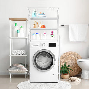 Mensola per WC da bagno 3 ripiani 1 appendiabiti superiore 166x65x25 cm Bianco