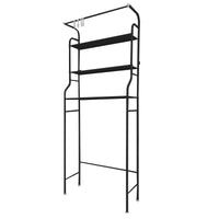 Mensola per WC da bagno 3 ripiani 1 appendiabiti superiore 166x65x25 cm Nero