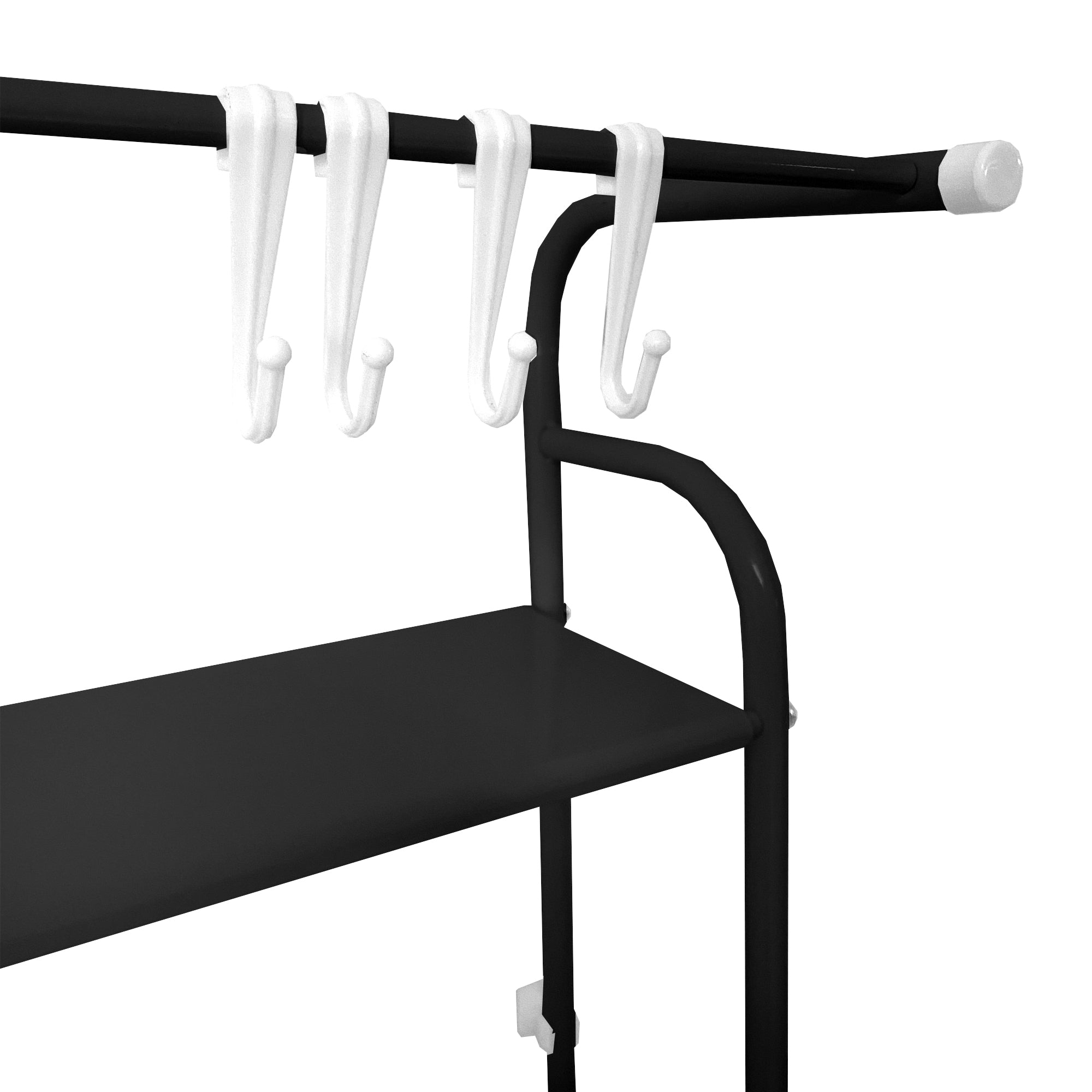 Mensola per WC da bagno 3 ripiani 1 appendiabiti superiore 166x65x25 cm Nero