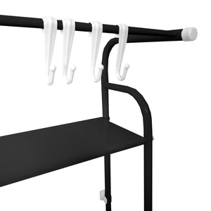 Mensola per WC da bagno 3 ripiani 1 appendiabiti superiore 166x65x25 cm Nero