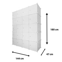 Guardaroba Cubo Personalizzabile Boxed Premium 20 Cubi/Ante 183x147x47 cm Bianco