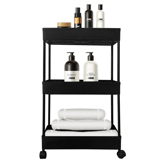 Carrello portaoggetti sottile 3 altezze 62x40,5x22,5 cm Nero