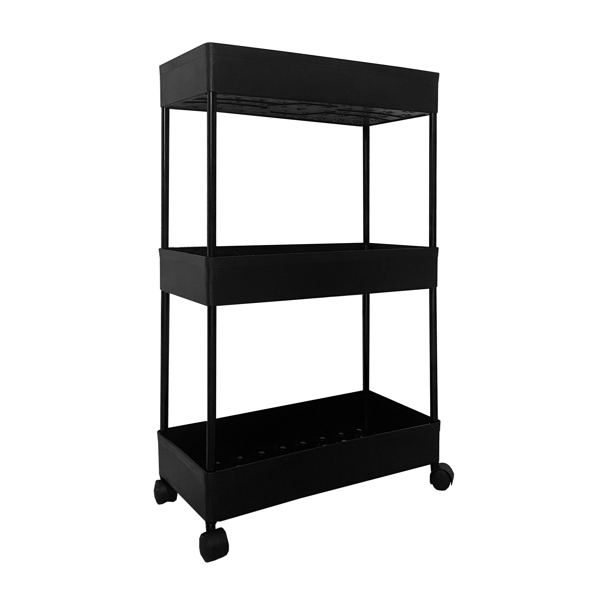 Carrello portaoggetti sottile 3 altezze 62x40,5x22,5 cm Nero