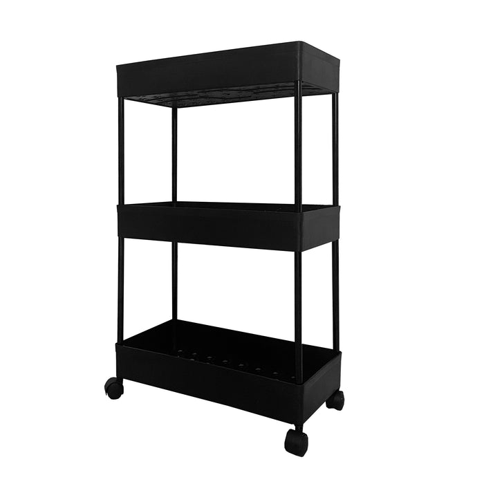 Carrello portaoggetti sottile 3 altezze 62x40,5x22,5 cm Nero