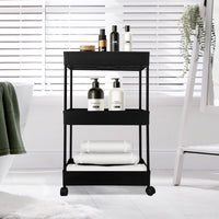 Carrello portaoggetti sottile 3 altezze 62x40,5x22,5 cm Nero