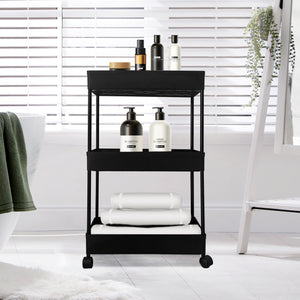 Carrello portaoggetti sottile 3 altezze 62x40,5x22,5 cm Nero