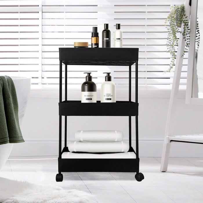 Carrello portaoggetti sottile 3 altezze 62x40,5x22,5 cm Nero