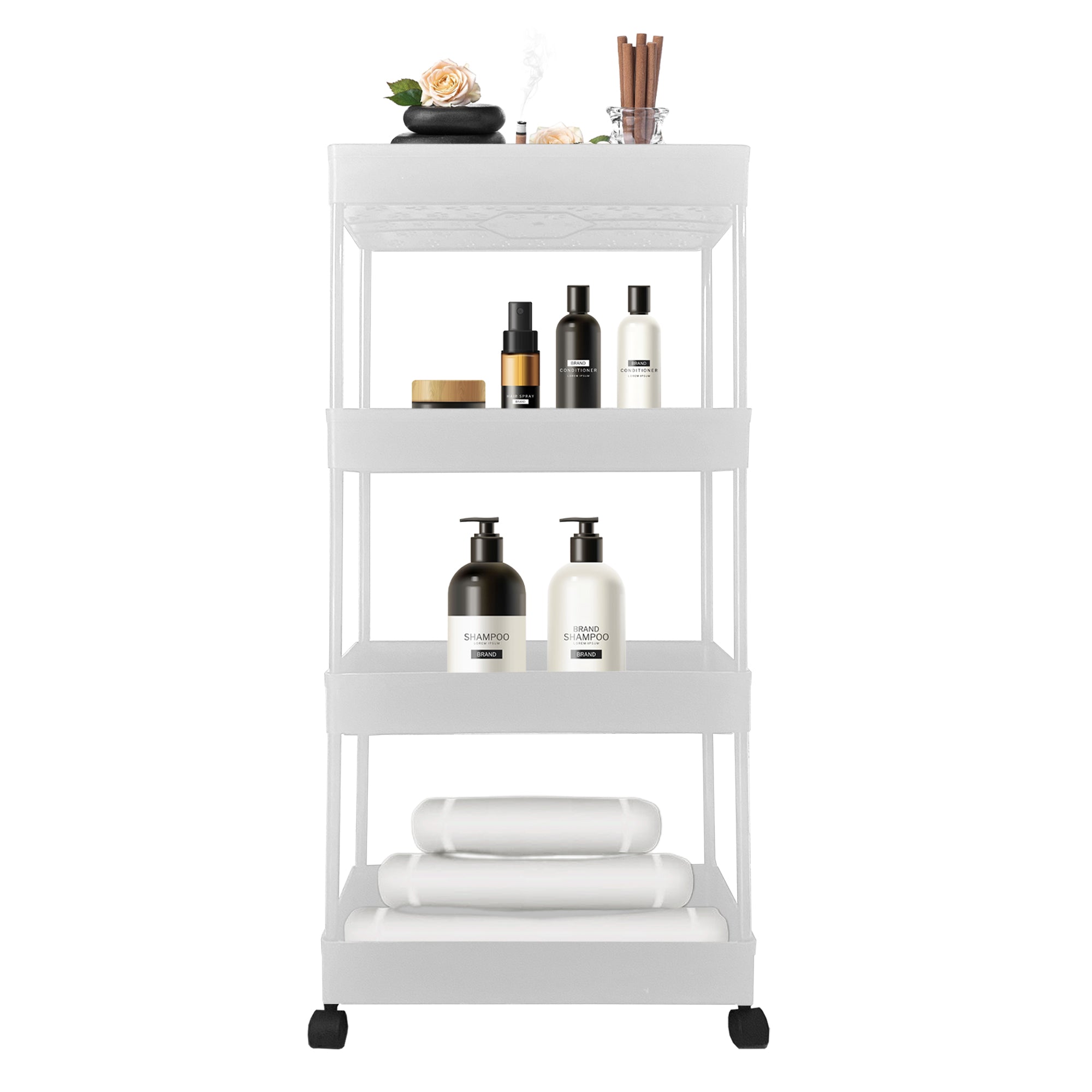 Carrello Portaoggetti Slim 4 Altezze 87x40,5x22,5 cm Bianco