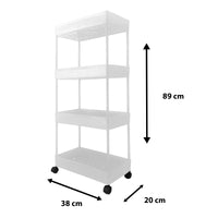 Carrello Portaoggetti Slim 4 Altezze 87x40,5x22,5 cm Bianco