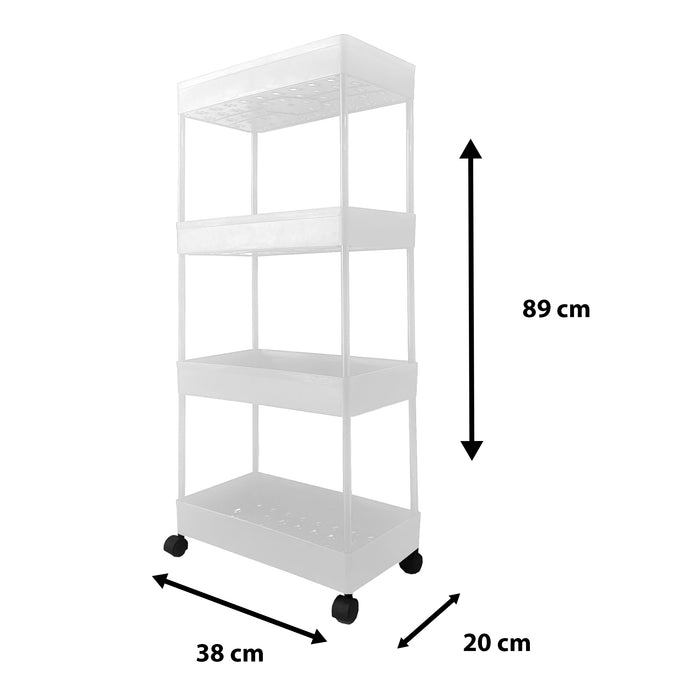 Carrello Portaoggetti Slim 4 Altezze 87x40,5x22,5 cm Bianco