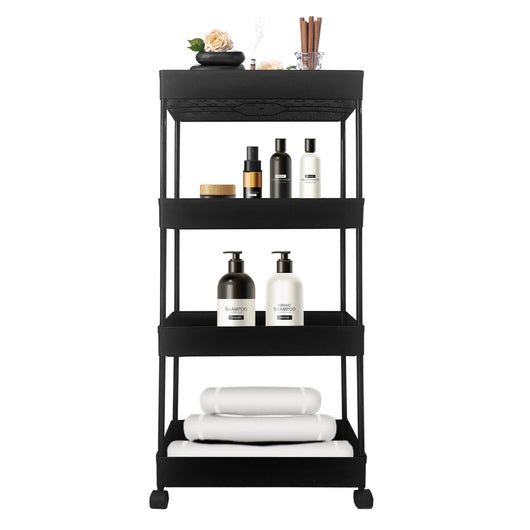 Carrello portaoggetti sottile 4 altezzeS 87x40,5x22,5 cm Nero