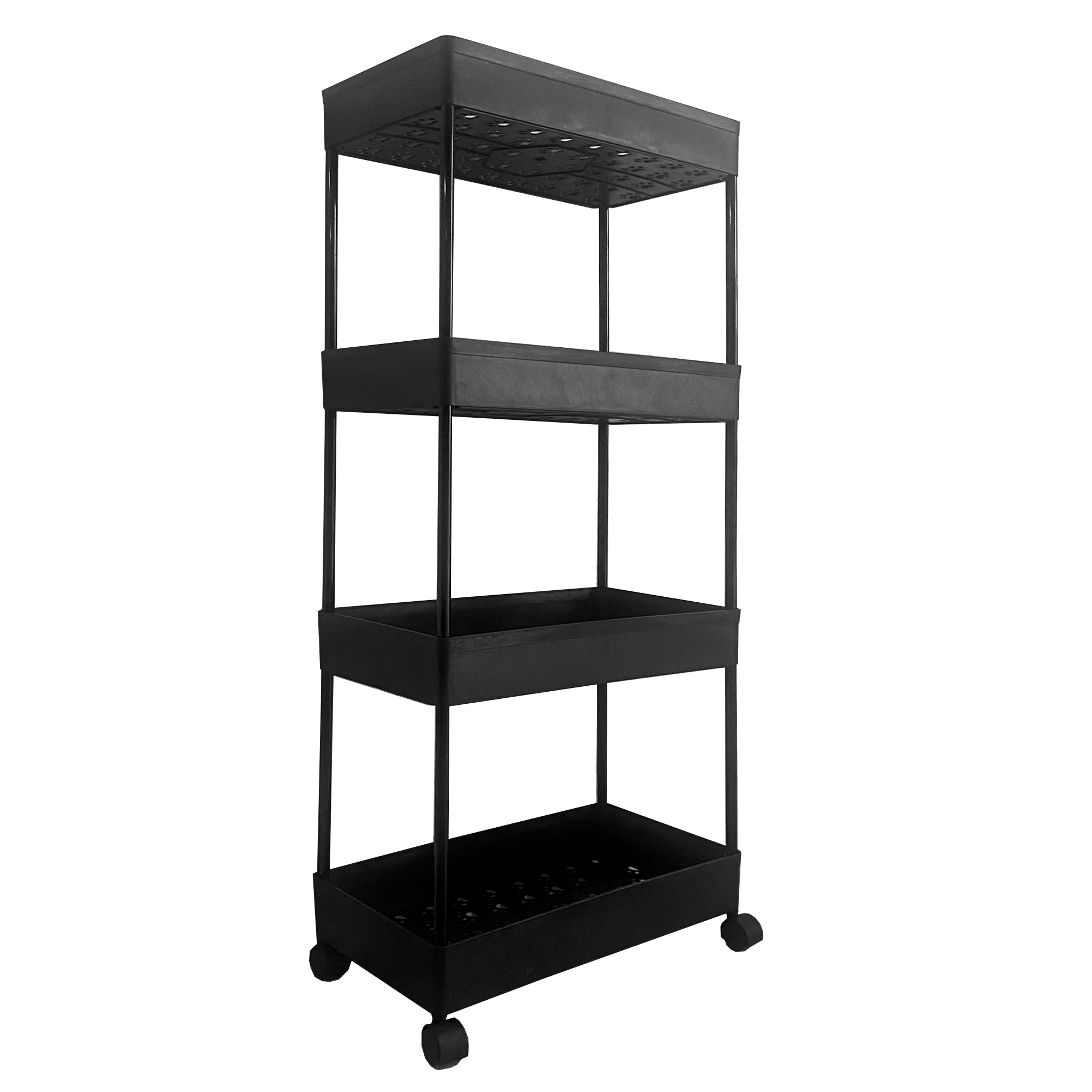 Carrello portaoggetti sottile 4 altezzeS 87x40,5x22,5 cm Nero