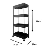 Carrello portaoggetti sottile 4 altezzeS 87x40,5x22,5 cm Nero