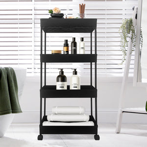 Carrello portaoggetti sottile 4 altezzeS 87x40,5x22,5 cm Nero