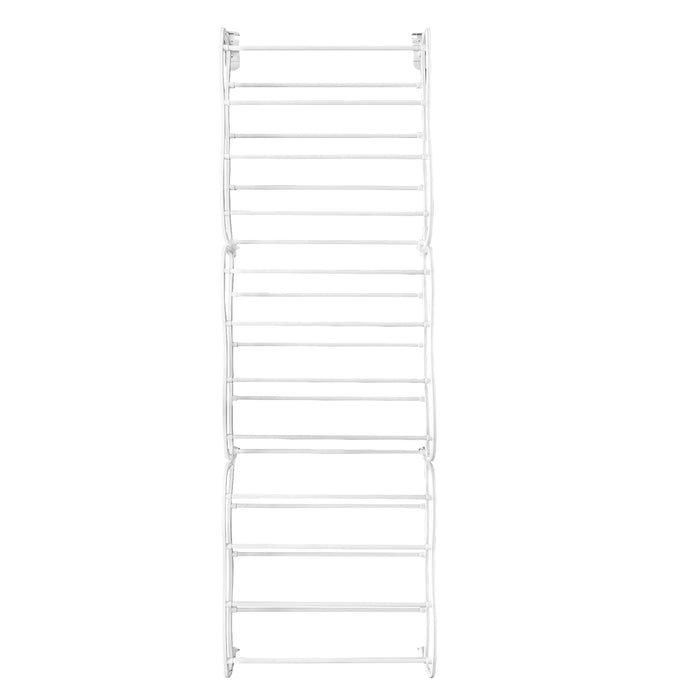 Scarpiera sospesa su porta in metallo 36 paia Nyana Home 172x58x18 cm Bianco