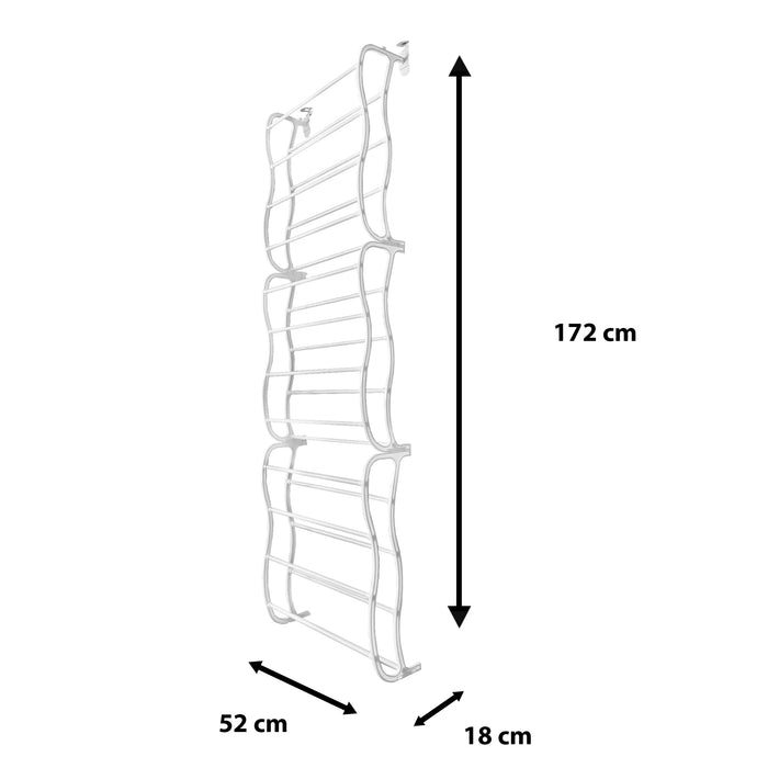 Scarpiera sospesa su porta in metallo 36 paia Nyana Home 172x58x18 cm Bianco
