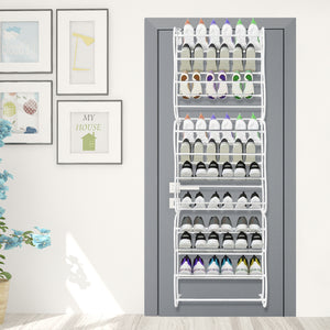 Scarpiera sospesa su porta in metallo 36 paia Nyana Home 172x58x18 cm Bianco