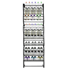 Scarpiera sospesa su porta in metallo 36 paia Nyana Home 172x58x18 cm Nero