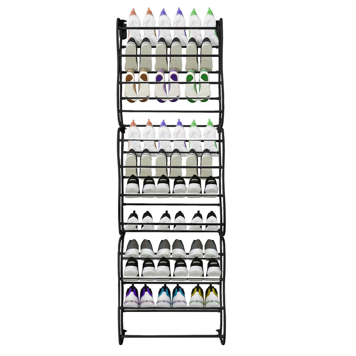 Scarpiera sospesa su porta in metallo 36 paia Nyana Home 172x58x18 cm Nero
